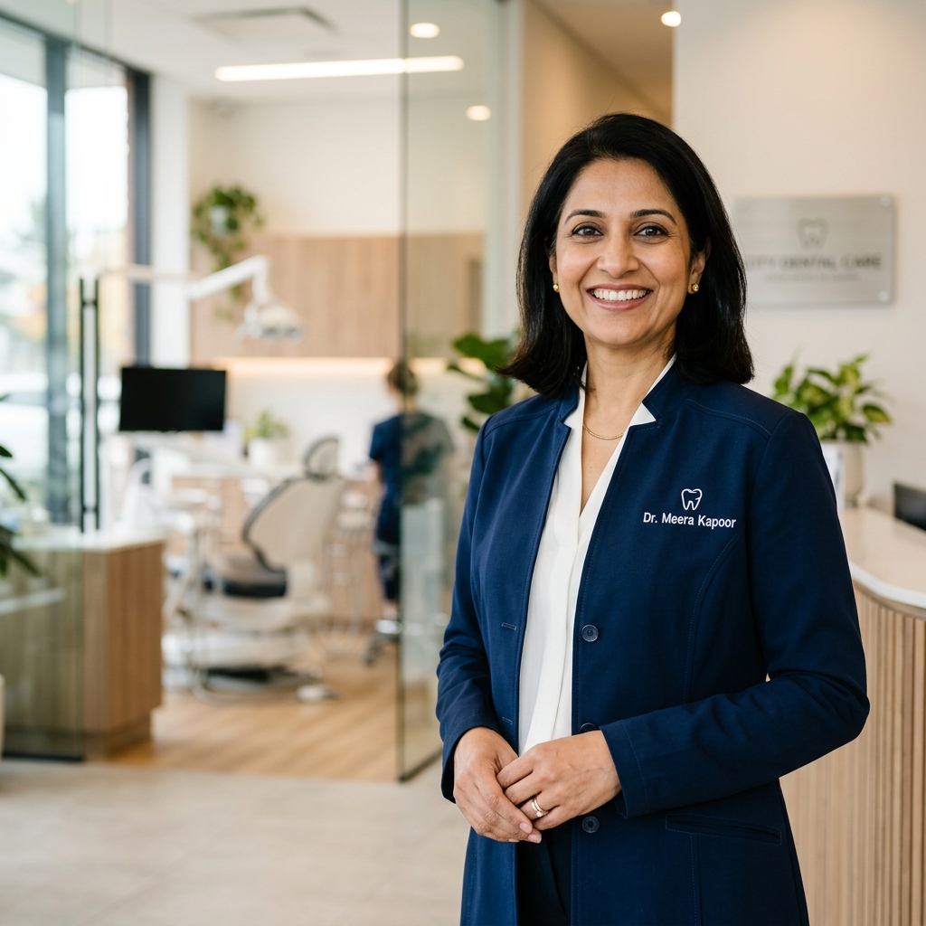 Dr. Meera Kapoor, lead dentist at Sparkle Dental